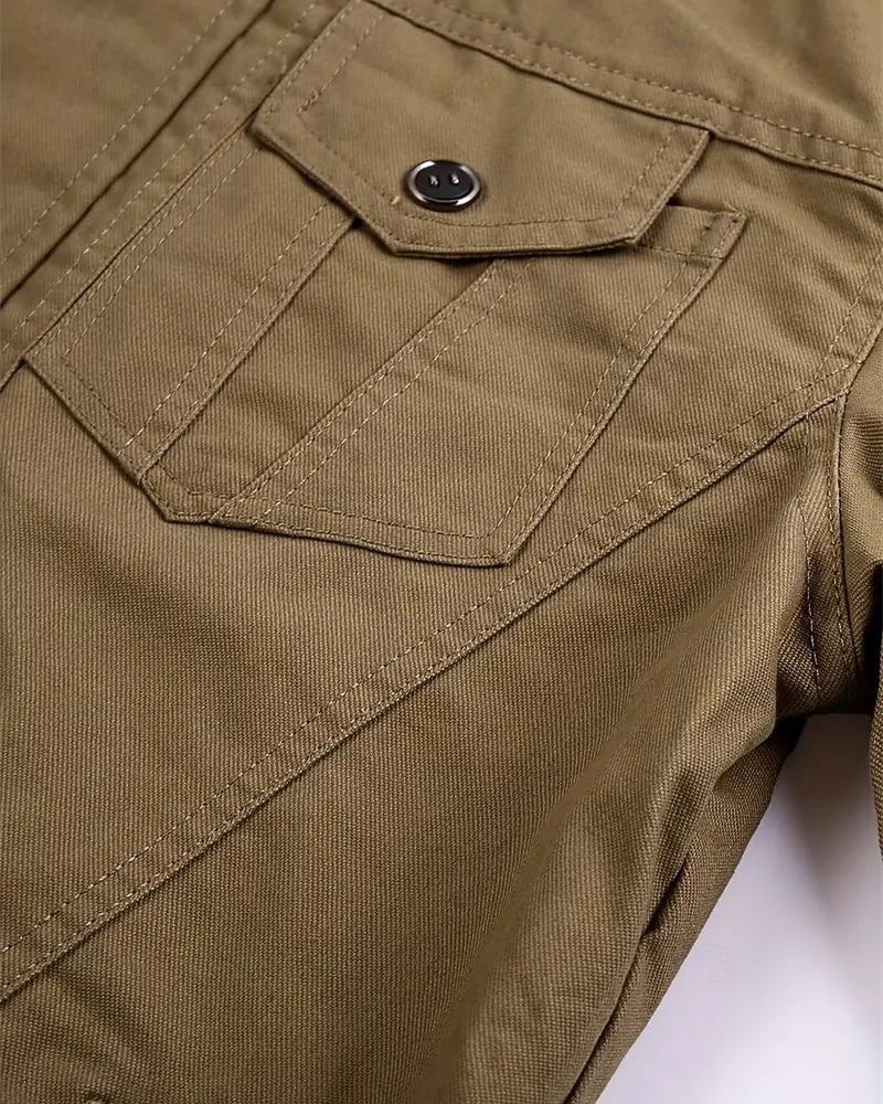 Miesten Utility takki Cargo takki Loma Päivittäin Pidä lämpimänä Tasku Syksy Talvi Tavallinen Muoti Klassinen Kauluskäänne Normaali Musta Khaki Armeijan vihreä Jackets 2026 - $44.99 –P7