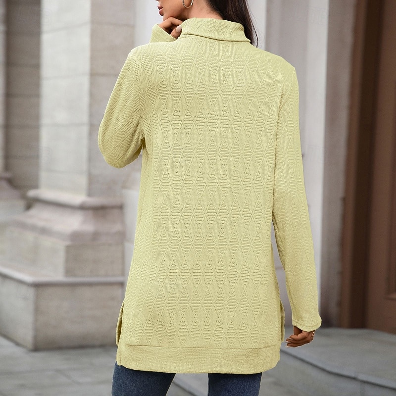 Pentru femei Bluză Simplu Modern Casual Manșon Lung Guler Pe Gât Topuri obișnuite Zilnic Concediu Negru Galben Roz Îmbujorat Bleumarin Toamnă 2025 - $25.99 –P7