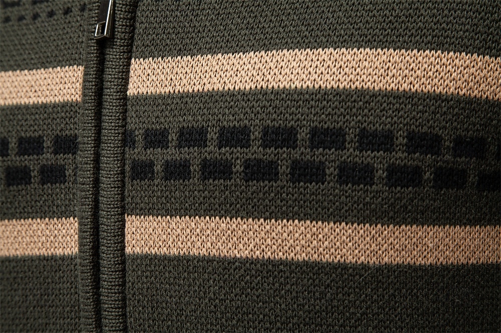 Męskie Sweter Rozpinany Sweter Fair Isle Robić na drutach Zwykłe topy Zapiąć na zamek błyskawiczny Geometryczny Golf Święta Sweter rozpinany Urlop Codzienny Odzież Wiosna Jesień Granatowy Khaki S M L 2025 - $50.99 –P13