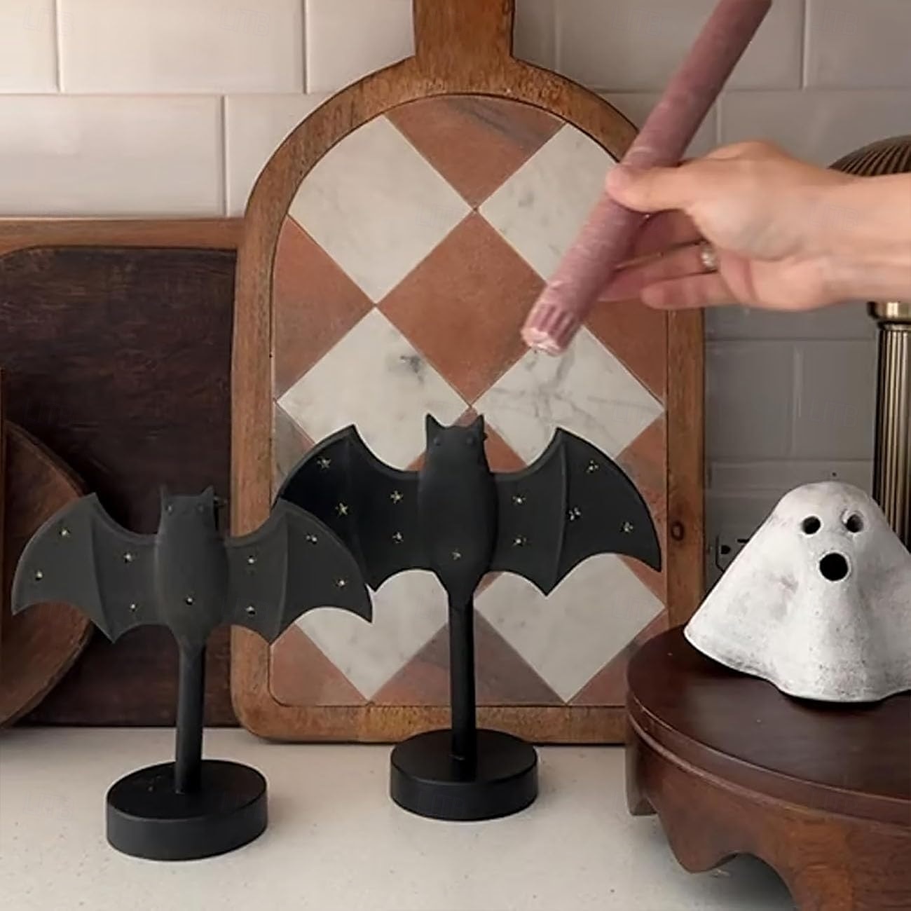2025年 ハロウィンキャンドルホルダー、大きなトゥインクルバットキャンドルスティック、ゴシックバットキャンドルホルダー、LEDトゥインクルライト付き、パーティーテーブルやキッチン用の不気味なトゥインクルバットデザイン &マントルピース  コレクション – $23.99 –P5