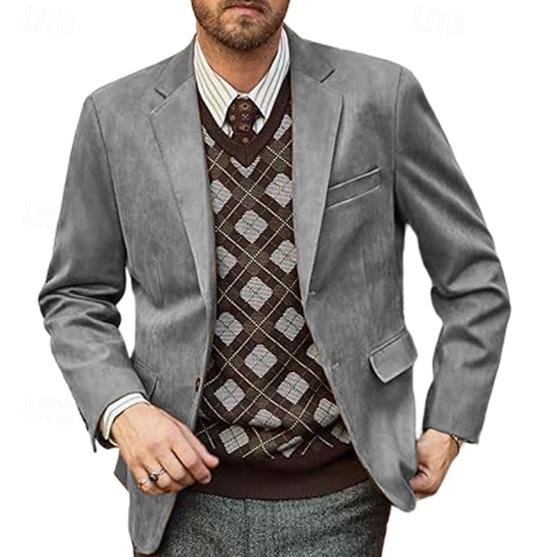 Homme Blazer Affaires Cocktail Fête de mariage Mode Occasionnel Printemps Automne Polyester Uni Avec Poches Boutons Confortable Simple Boutonnage veste Noir Kaki Gris Claire Café de 2025 ? $44.99 –P6