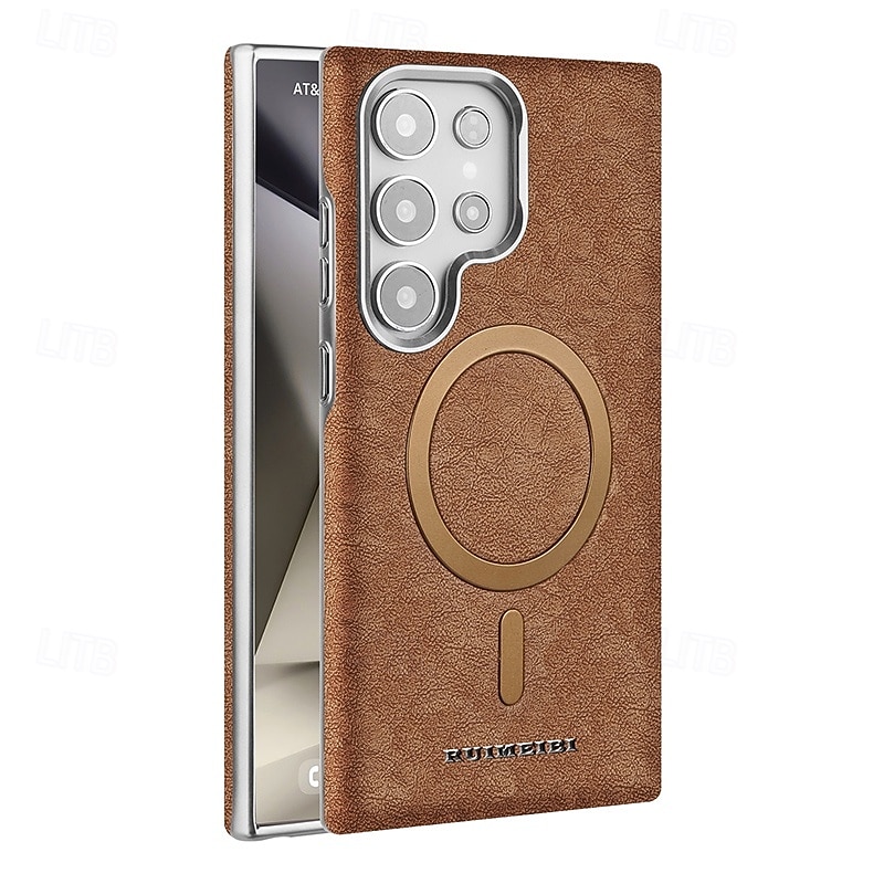 puhelin Etui Käyttötarkoitus Samsung Galaxy S25 Ultra Plus S24 Ultra Plus S23 Ultra Takakuori Tukee langatonta latausta Iskunkestävä Retro TPU PU-nahka 2025 - $19.99 –P2