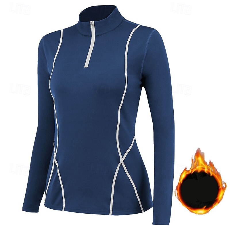 Women's Fleece Workout Shirt Yoga Top Stand Collar Warm Quarter Zipper Long Sleeve Sports Solid Color Top For Gym Athletic Sports Activewear 2025 - $23.99 –P4