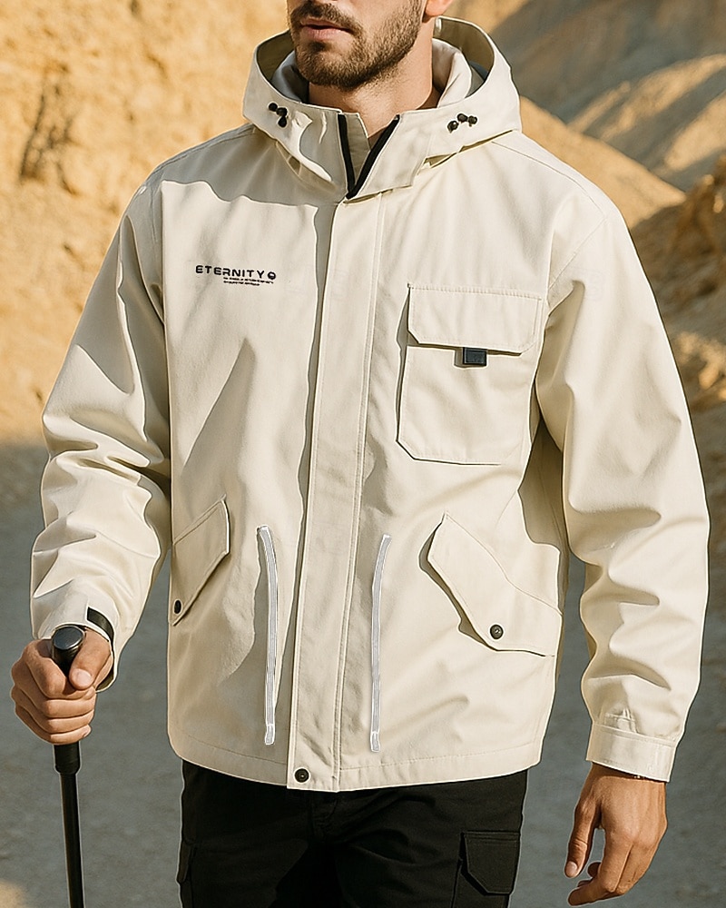 Herren Softshelljacke Wanderjacke Hardshelljacke Außen Wasserdicht Winddicht Wanderoutfits Wanderbekleidung Frühling Herbst Jacke Jagd Klettern Laufen Einfarbig Schwarz Armeegrün Khaki 2025 - $46.99 –P5