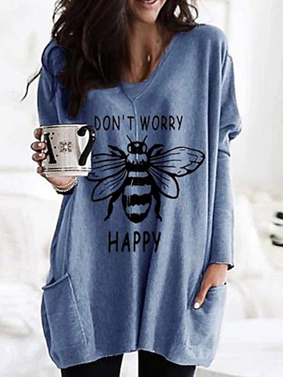 T-shirt da donna gatto nero grafica moda maniche lunghe collo rotondo lunghi Tops abbigliamento quotidiano casual stampa tasca nera blu primavera autunno del 2026 a $31.99 –P2