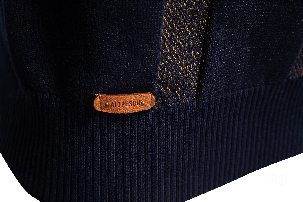 Men's Pullover Knit Regular Tops Check Pattern Crew Neck Cool Pullover School Vacation Clothing Apparel Spring Fall Dark Navy Purple S M L 2026 - $53.99 –P16