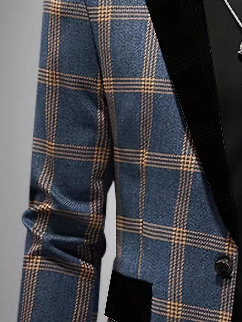 Bărbați Jachetă blazer Guler crestat Casual Plisat Blazer Albastru Prăfuit Fit adaptat Un singur rând, un nasture 2025 - $79.99 –P5