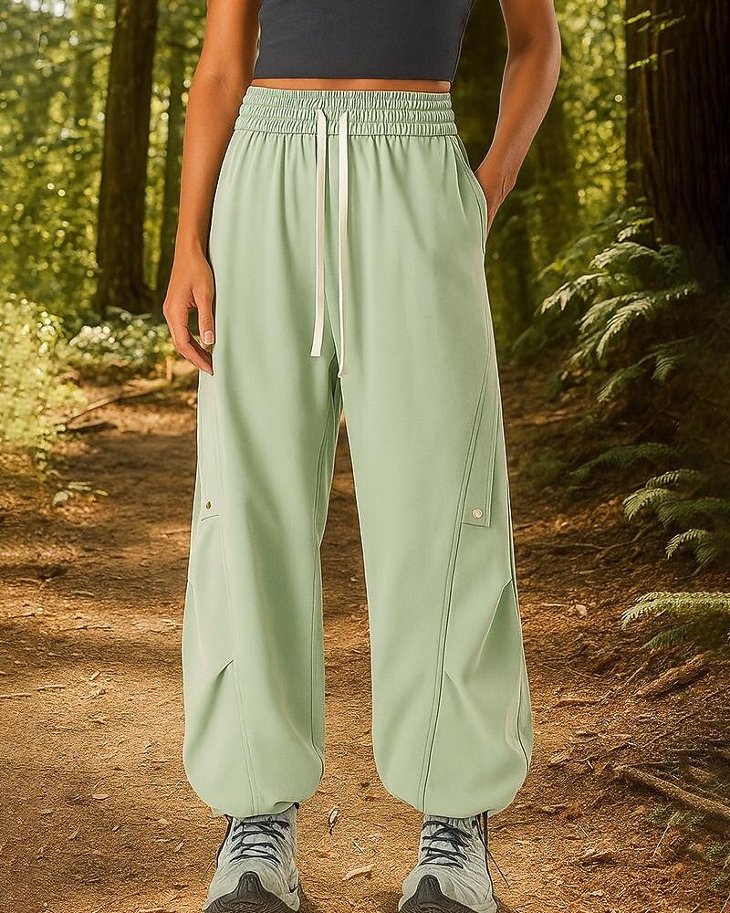 Damen Hose mit weitem Bein Wanderhosen Regenhose zum Wandern Außen Normale Passform Wasserdicht Winddicht Unterteile Kordelzug Tasche Elastischer Bund Schwarz Weiß Camping / Wandern Laufen S M L XL 2025 - $39.99 –P4