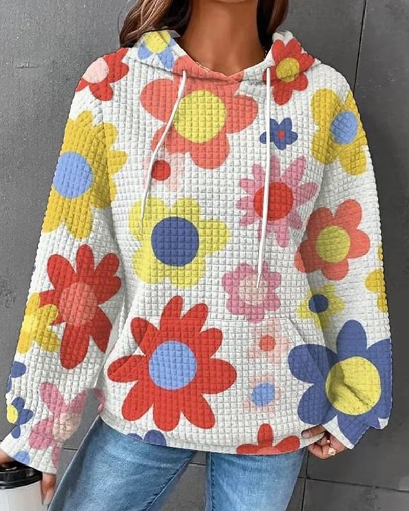 Per donna Felpa con cappuccio Floreale Streetwear Casual Manica Lunga Con Cappuccio Top Regolari Streetwear Ferie Uscire Tasca Stampato Nero Giallo Verde scuro Marrone Autunno Inverno del 2025 a $26.99 –P1