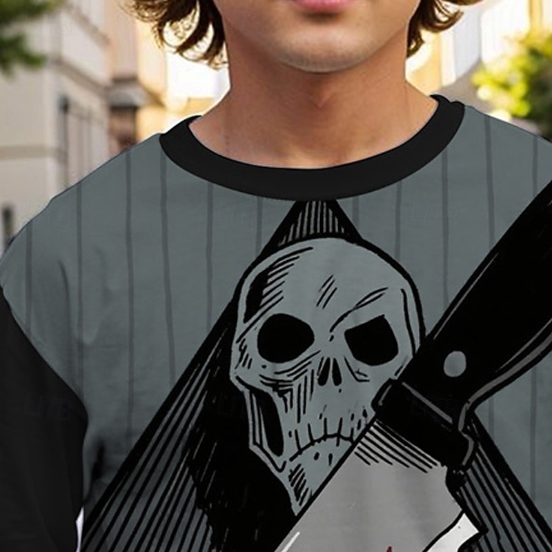Halloween Pojkar 3D Dödskalle T-shirt Långärmad Vår Höst Mode Grundläggande Barn 4-12 år Rund hals Utomhus Ledigt Dagligen Normal 2025 - $13.99 –P4