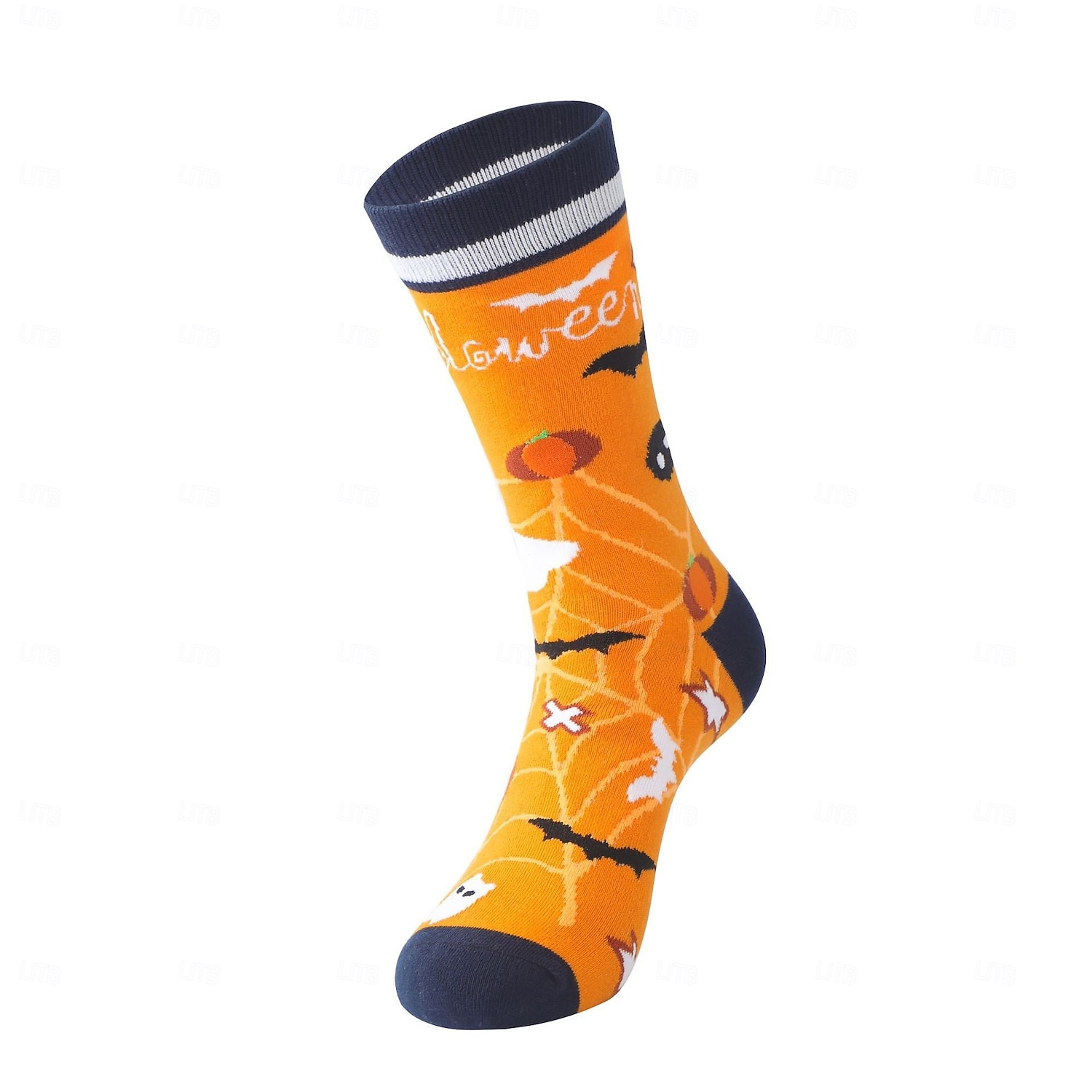 Calcetines de algodón de Halloween, calcetines casuales de media pantorrilla que absorben la humedad con diseño de calabaza, medias de estilo urbano unisex de gran tamaño y de moda. 2025 - $7.99 –P15