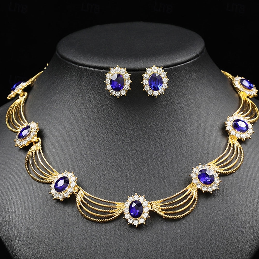 Juego de Joyas 2 Cromo Pendientes Collare Mujer Elegante Vintage Moda Estilo retro Clásico Redondo Conjunto de joyas Para Boda Fiesta Invitado a la boda 2025 - $14.99 –P6