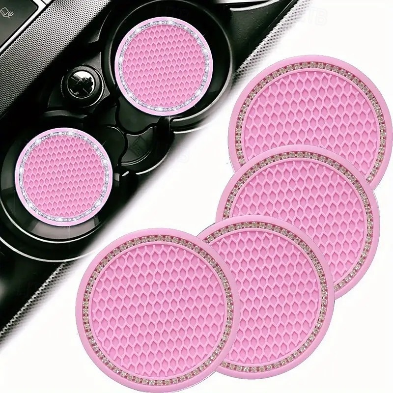 4 универсальных автомобильных коврика под стакан, нескользящие мягкие аксессуары для салона с кристаллами и бриллиантами, автомобильные органайзеры для подставок под напитки, практичное украшение для 2026 - $12.99 –P9