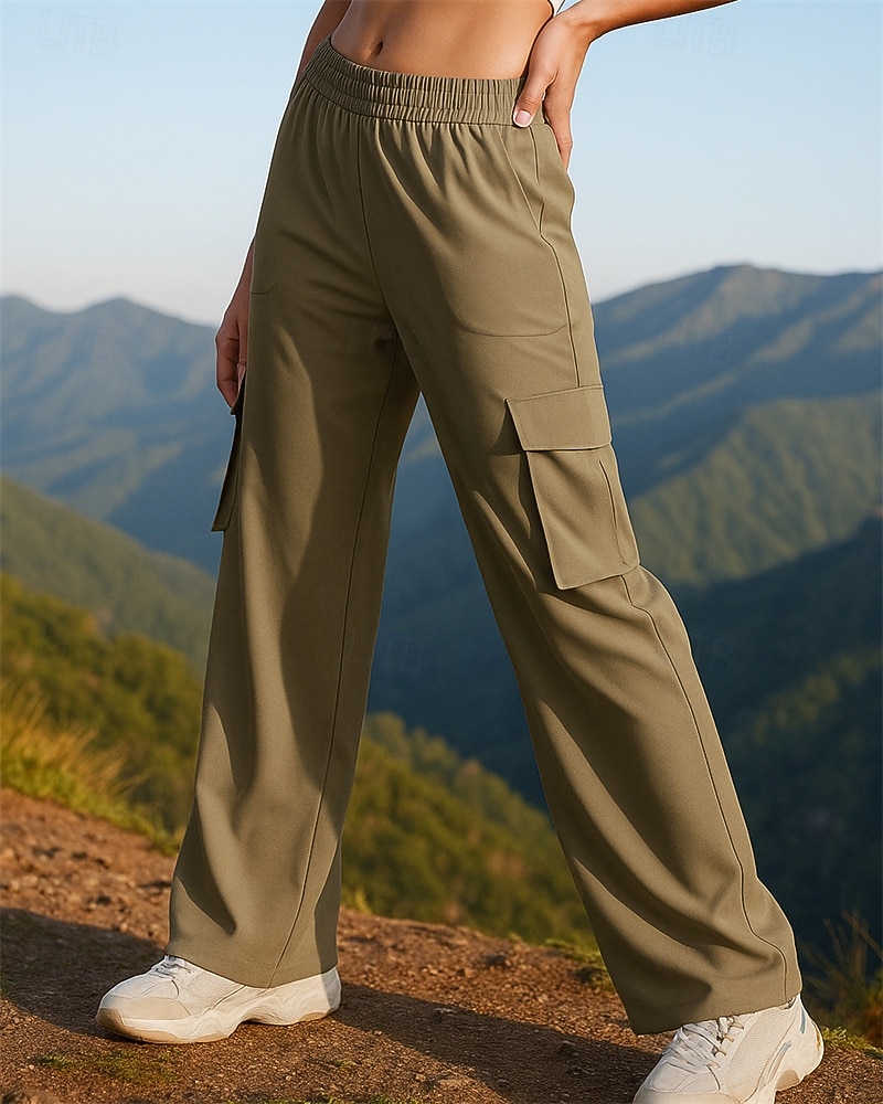Mujer Pantalones de pierna ancha Pantalones cargo Pantalones para senderismo Primavera Otoño Al aire libre Ajuste regular Impermeable Resistente al Viento Pantalones / Sobrepantalón Cintura elástica 2026 - $22.99 –P3