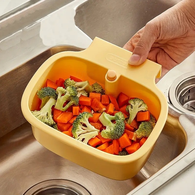 2025年 ワンボタン開閉式吊り下げシンクコーナーラック多目的野菜洗浄機/食器洗い機ホルダーキッチン、フルーツに最適 &野菜保存とスープストレーナー コレクション – $6.99 –P12