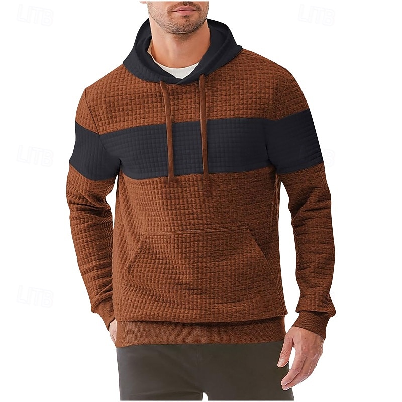 Per uomo Felpa con cappuccio Felpa con cappuccio a nido d'ape Felpa con cappuccio in pile Nero Blu marino Marrone Cachi Grigio Con Cappuccio Semplice Patchwork Blocco di colore Sport & Outdoor del 2025 a $27.99 –P6