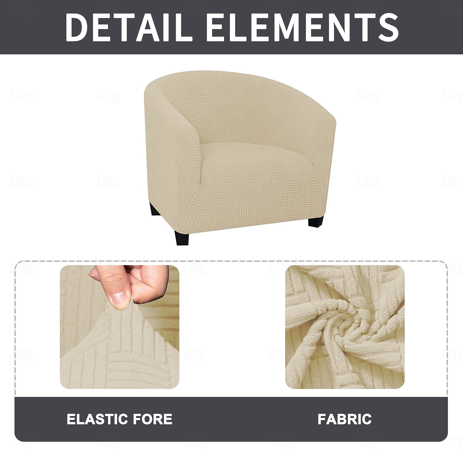 Housse de fauteuil demi-ronde rembourrée avec coutures en grille 5x5, fauteuil lounge incurvé monobloc pour salon ou chambre de 2026 ? $25.99 –P5