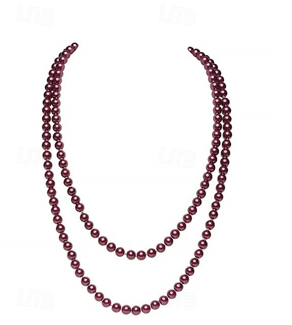 Naisten pitkä tekohelmikaulakoru - 1920-luvun flapper-tyylinen kerrostettu koru Gatsby-juhliin ja vintage-teemaisiin tapahtumiin 2026 - $11.99 –P7