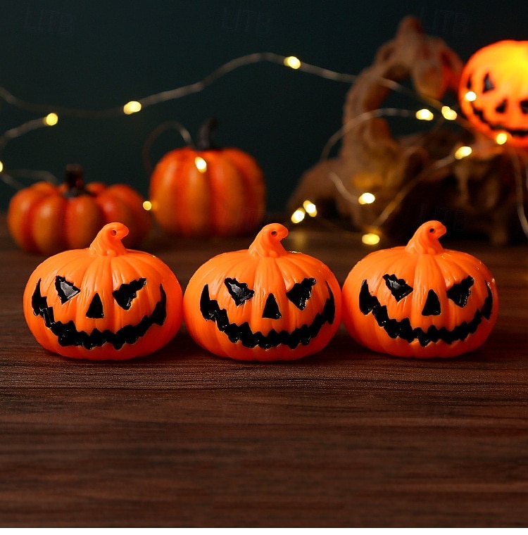 3 יחידות 6.3*5.2 ס"מ חיוך מפחיד דלעת לד אלקטרוני קישוט אור פנים וחיצוני מסיבה למסעדה אור קישוט אטמוספרי AG10*3 סוללות 2025 - $4.99 –P3