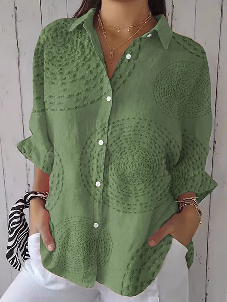Damen Shirt Button Down Tunika Hemd Kragen Langarm Grafisch Abstrakt Täglich Stilvoll Modern Regelmäßige Tops Arbeit Täglich Feiertag s Druck Weiß Blau Grün Khaki Frühling Herbst 2025 - $33.99 –P4