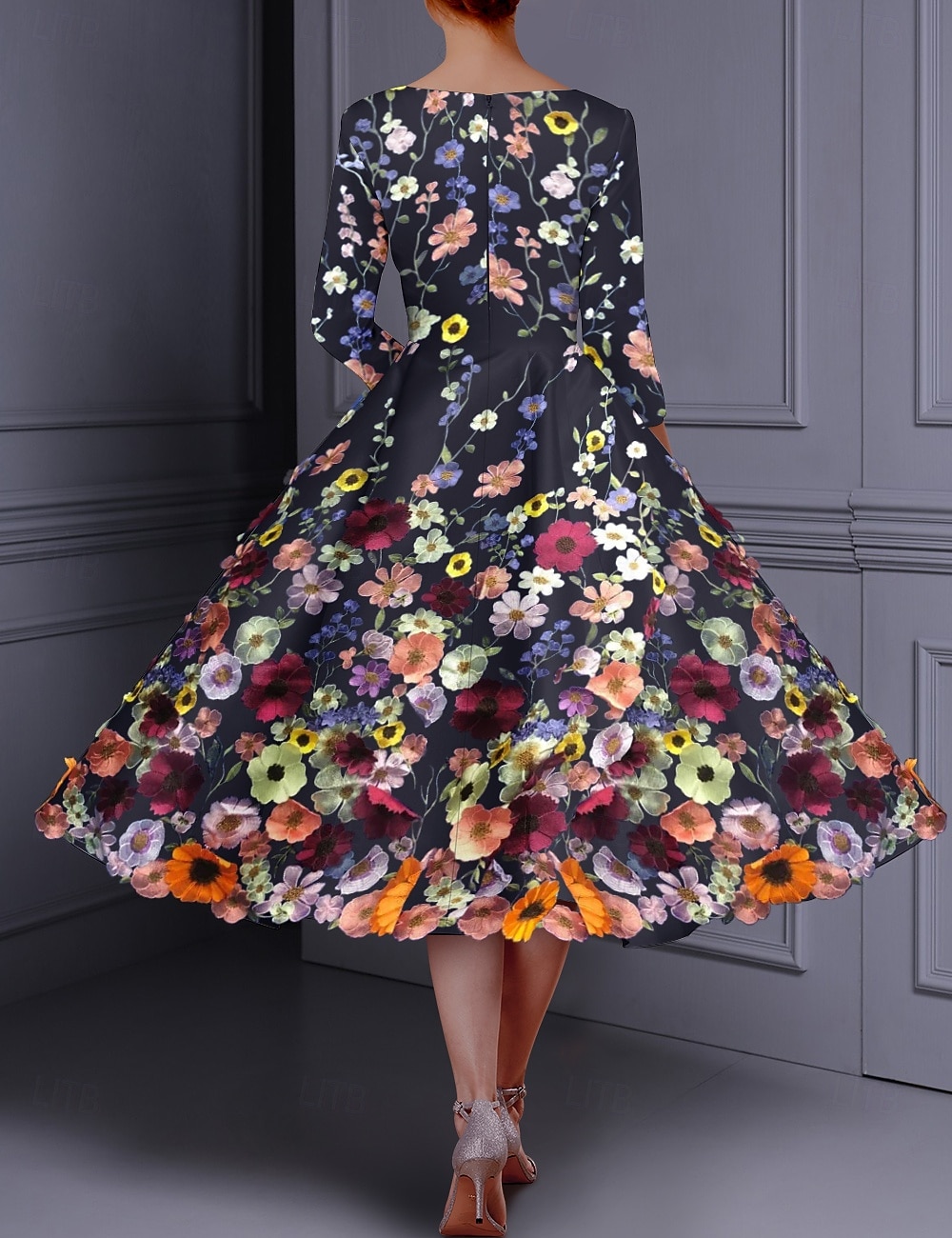 Ligne A Robes de Cocktail Élégant Robe de soirée Formel Mariage Longueur cheville Demi Manches Col ras du cou Poche Satin Dos nu avec Appliques 2025 de 2025 ? $159.99 –P2