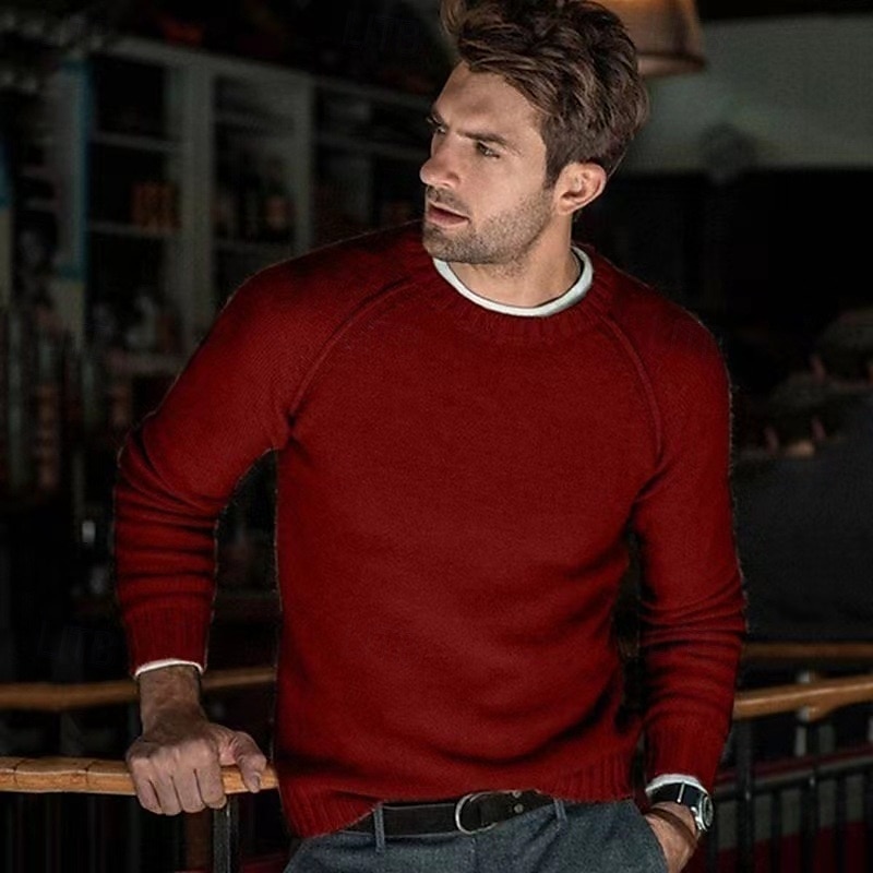 Hombre Pulóveres Suéter de punto Estriado Tejer Tops regulares De Punto Ajustado Plano Cuello Barco Prendas de punto Moderno Casual Ropa Cotidiana Ropa Otoño Color Camello S M L 2026 - $34.99 –P8