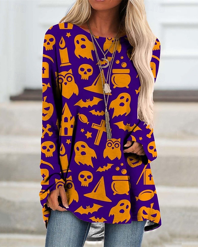 Pentru femei Rochie Mini Rochie hanorac Rochie casual Modă Modern În aer liber Halloween Zilnic Fit regulat Dovleac Manșon Lung Stil Nautic Negru Albastru piscină Mov Portocaliu Primăvară Toamnă 2025 - $19.99 –P3