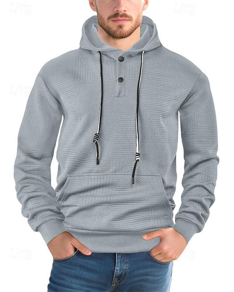 Homens Moletom Moletom com capuz Preto Branco Amarelo Azul Marinha Café Com Capuz Tecido Jacquard Com Cordão Bolsos Estriado Desportos e Ar livre Diário Feriado Poliéster Roupa de rua Básico Casual de 2025 por $23.99 –P13