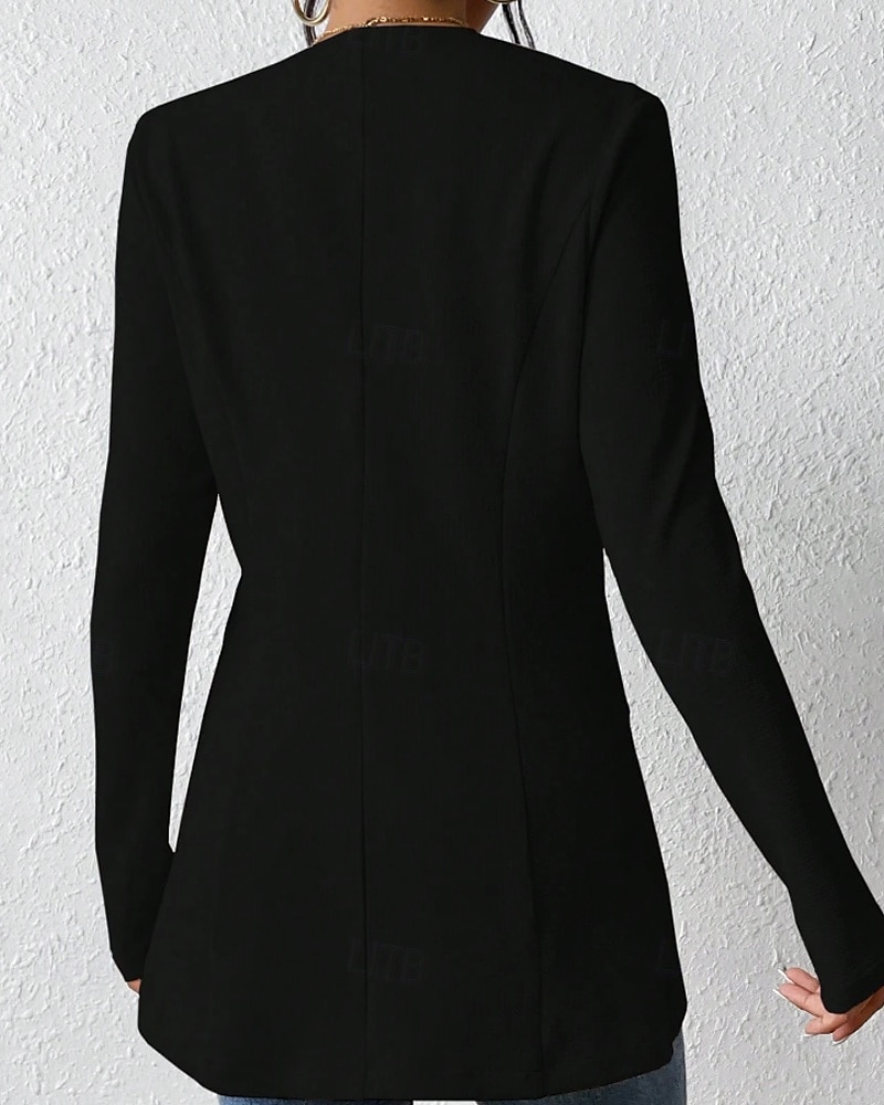 Mujer chaqueta Cómodo Botones Moda Plano Noche Fin de semana Botonadura Simple Regular Escote en Pico Ajuste regular Manga Larga Ropa de calle Negro Blanco Vino Otoño 2025 - $26.99 –P9