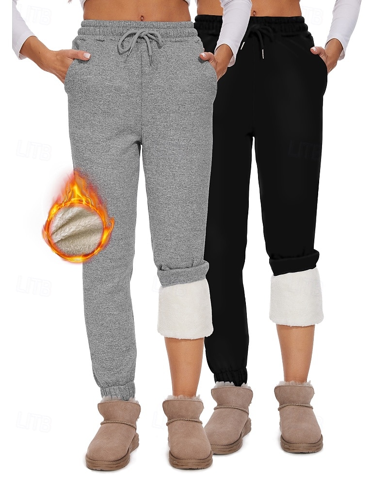 Mujer Pantalones de lana Persona que practica jogging pantalones Ropa de calle Casual Longitud total Cintura Media Plano Bolsillo Diseño de cordón elástico Cómodo Calle Ropa Cotidiana Fin de semana 2026 - $26.99 –P1