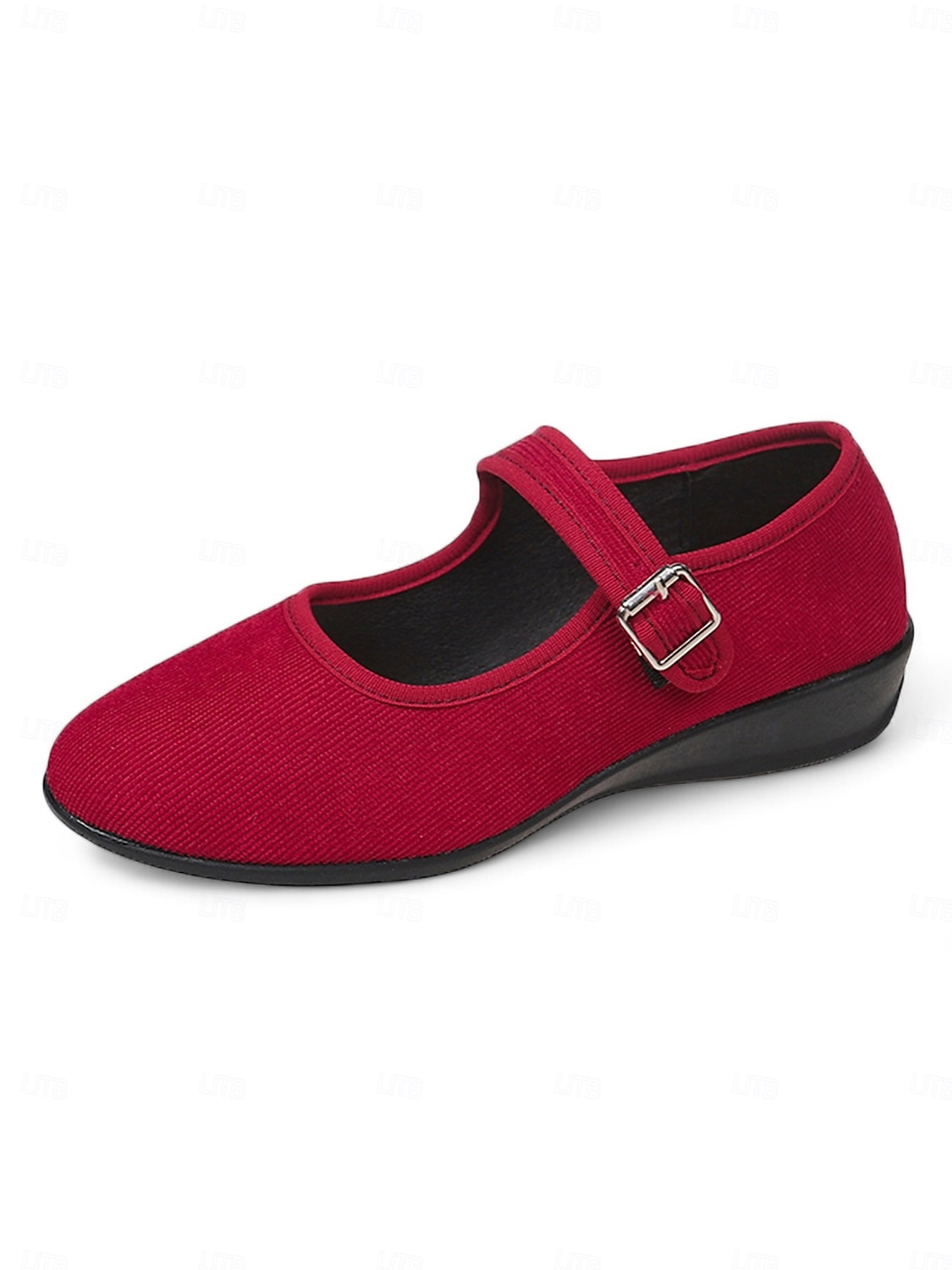Women's Red Mary Jane Flats with Adjustable Buckle Strap, Comfortable Non-Slip Sole Casual Wear and Festive Christmas Outfits 2025 - $19.99 –P1
