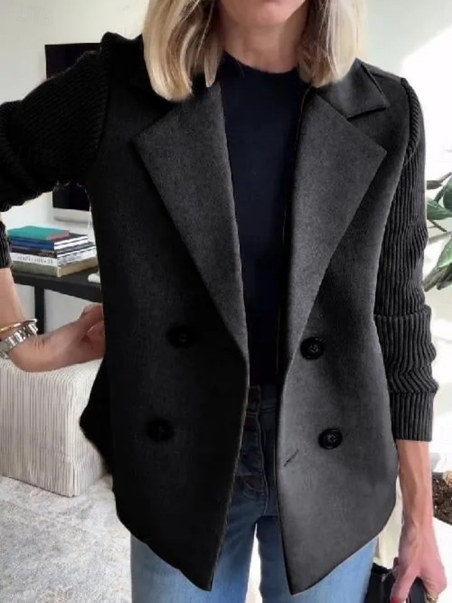 Damen Mantel Bequem Atmungsaktiv Knöpfe Mode Täglich Einfach Outdoor Lässig Täglich Einreihig Regulär Revers Normale Passform Langarm Oberbekleidung Hellblau Schwarz Rosa Frühling Herbst 2025 - $35.99 –P4