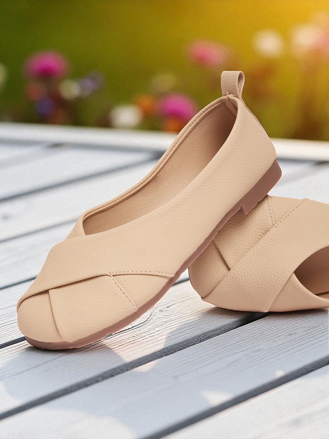 scarpe basse larghe da donna con cinturino incrociato beige – morbide scarpe basse casual slip-on a piedi nudi in similpelle per ufficio, passeggiate, viaggi e uso quotidiano del 2026 a $26.99 –P2