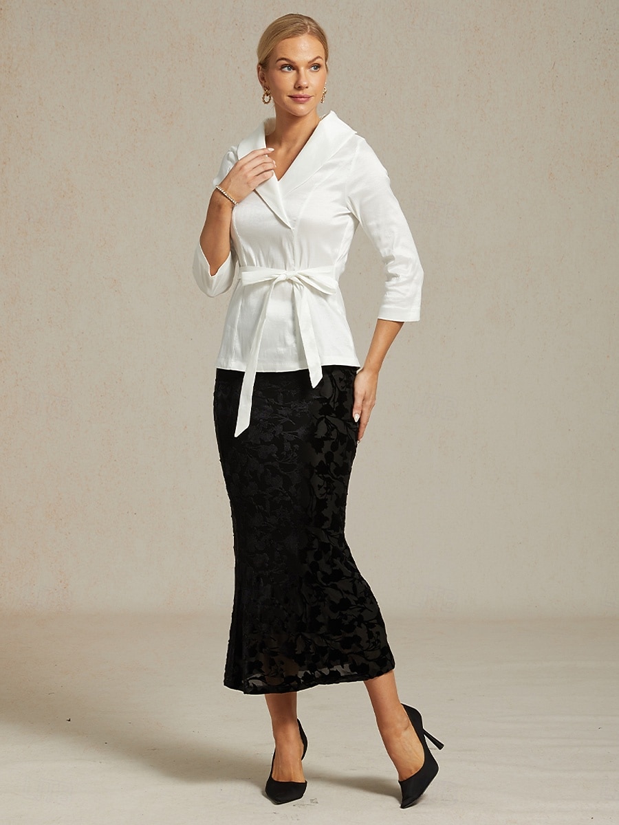Femmes Jupe Trompette / Sirène Élégant ancien Maxi Taille haute Jupes Élastique Noir Printemps Velours de 2025 ? $59.99 –P6