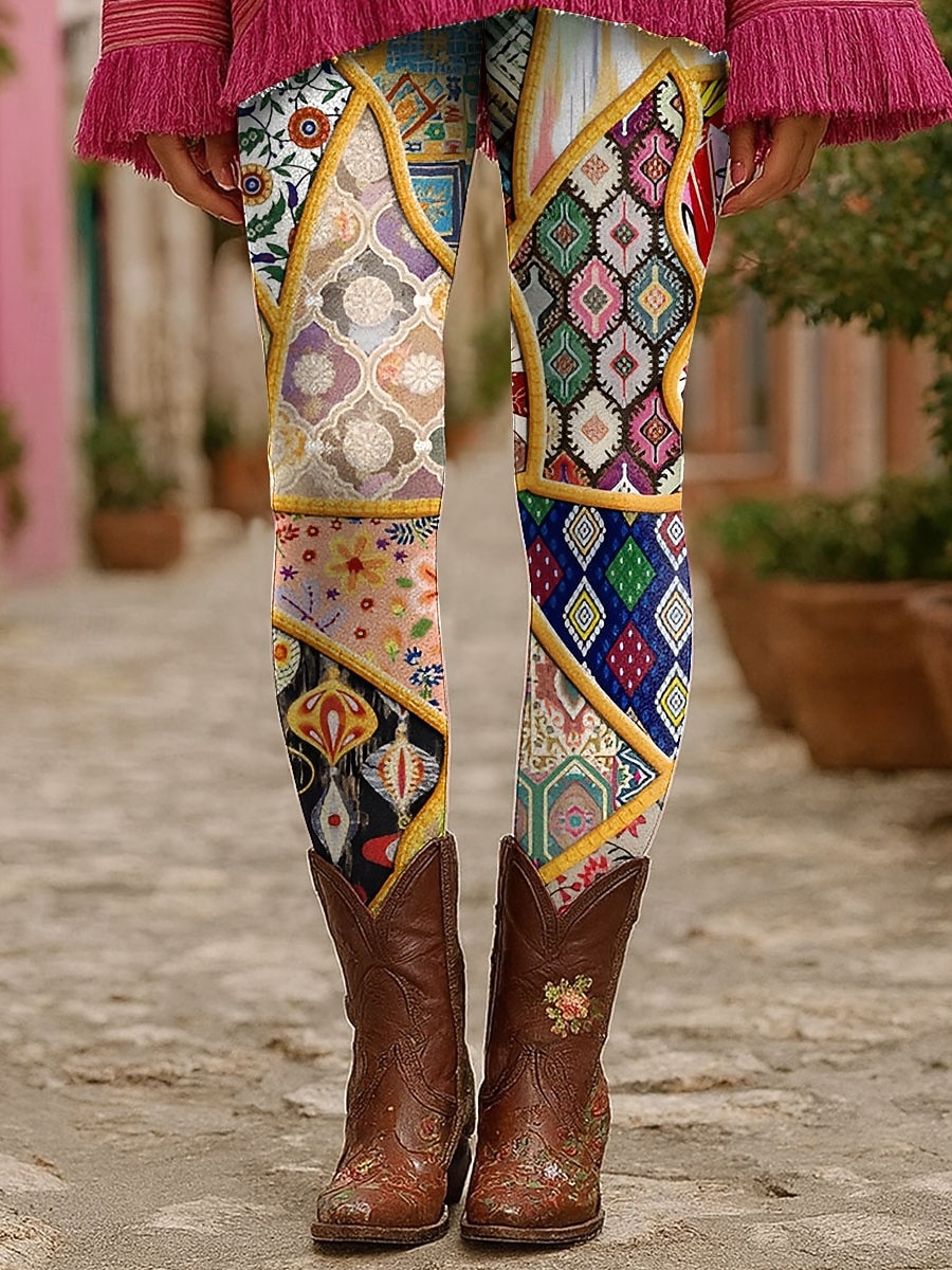 Damskie Getry Urlop Zabytkowe Moda Do kostek Wysoka talia Kwiaty Graficzny Drukowanie Keep Warm Miękka Oddychający Elastyczny Formalny Na zewnątrz Urlop Żółty Fioletowy Pomarańczowy Zielony Lato 2025 - $19.99 –P4