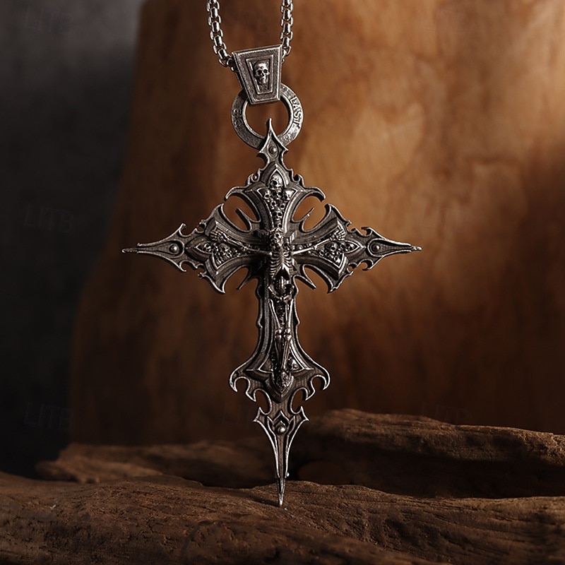 Collana Gotica Con Croce Dorata, Cristallo E Perla Sintetica – Regolabile, Elegante E Perfetta Per Halloween, Carnevale E Regali Speciali