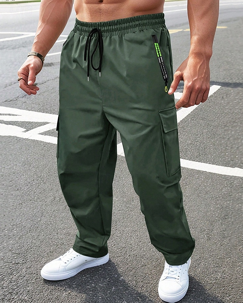 Per uomo Pantaloni Cargo Pantaloni Coulisse Elastico in vita Multi-tasche Semplice Indossabile All'aperto Quotidiano Campeggio & Escursionismo Moda Classico Nero Verde militare del 2025 a $15.49 –P1