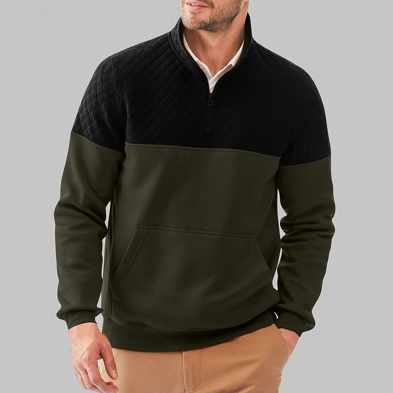 Homens Moletom Moletom Waffle Moletom de lã Moletom com capuz Moletom com zíper Preto Azul Marron Verde Cinzento Colarinho Clerical Tecido Patchwork Bloco de cor Desportos e Ar livre Casual Diário de 2025 por $32.99 –P5
