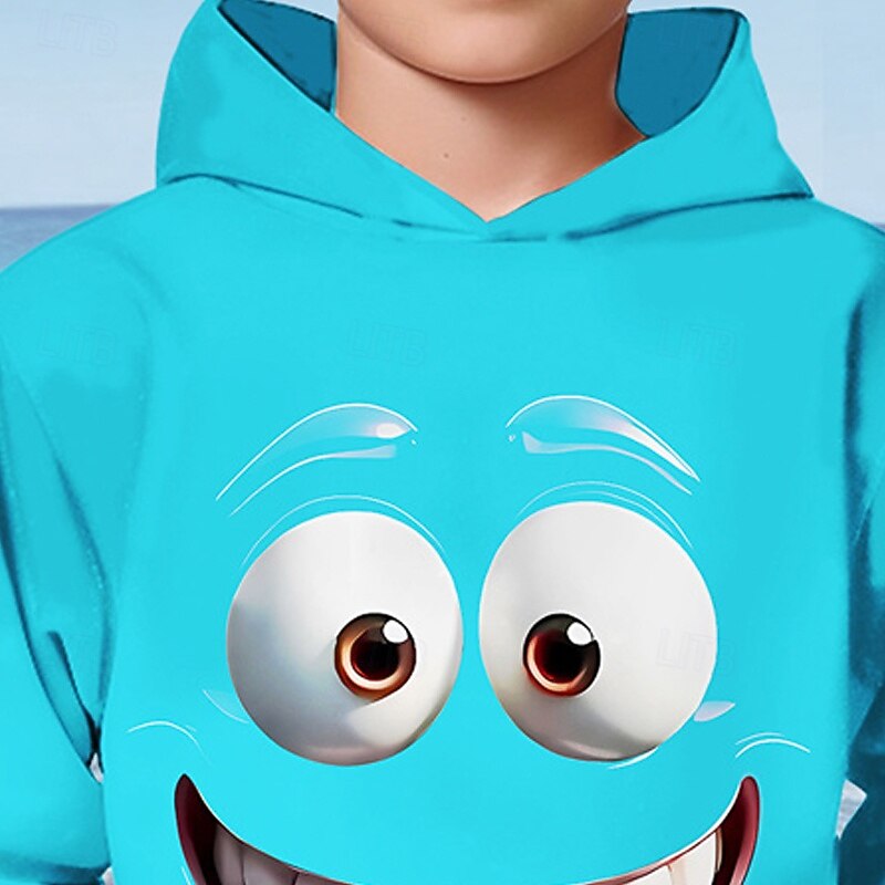 Moletom com capuz estampa 3D para meninos, estampa engraçada com sorriso, manga longa, moda outono inverno, streetwear, crianças de 4 a 12 anos, com capuz, casual, para atividades ao ar livre, ajuste de 2025 por $18.99 –P6