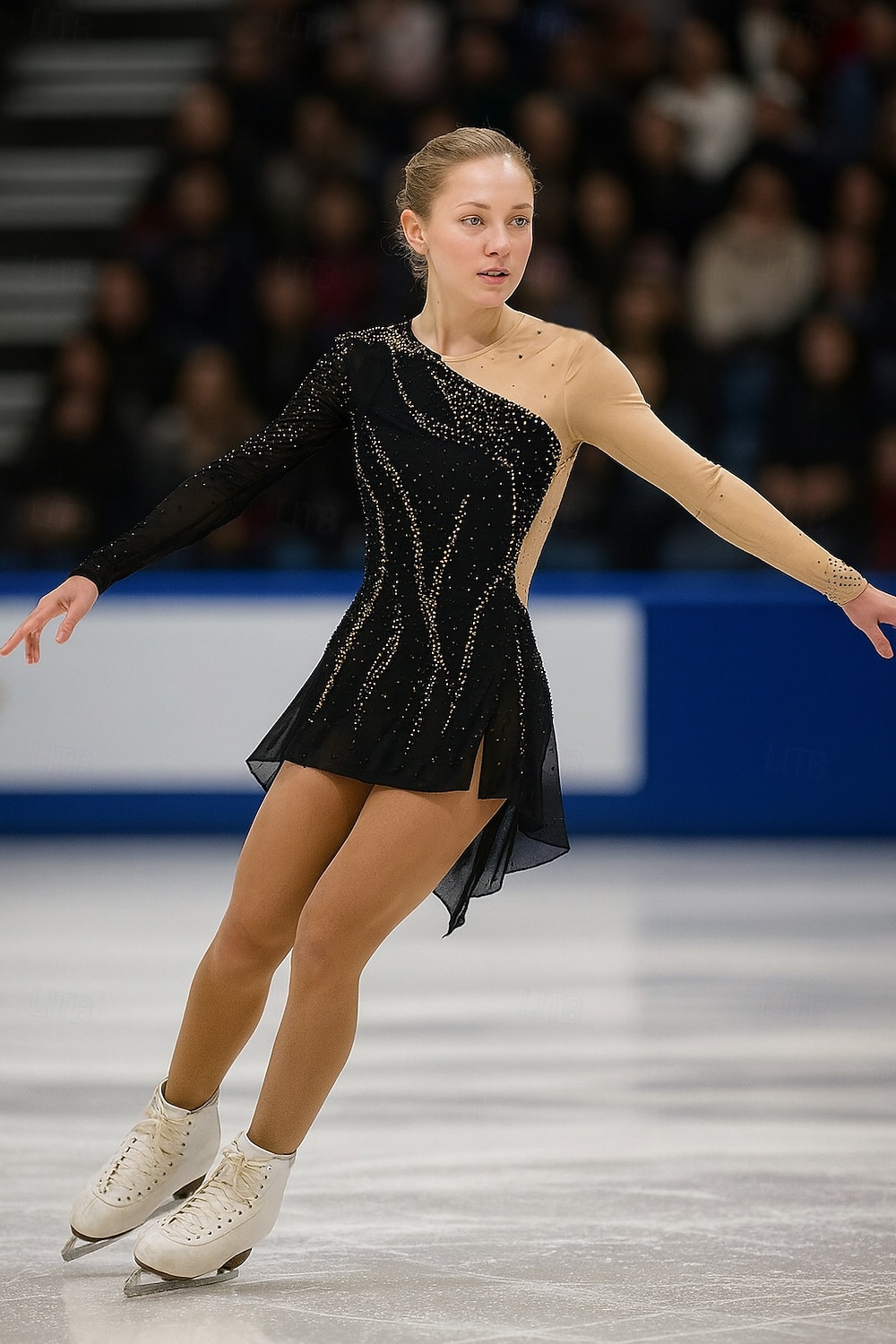 Taitoluistelupuku Naisten Tyttöjen Luistimet Hameet Musta Avoin selkä Epäsymmetrinen helma Silmukka Erittäin elastinen Kouluts Kilpailu Luisteluasu Klassinen Kristalli / Strassi Pitkähihainen 2026 - $251.89 –P2