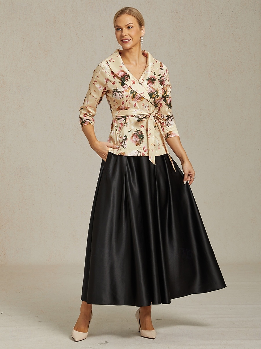 Mujer Tops elegantes Floral Elegante Vintage Romántico Manga 3/4 Escote en Pico Tops regulares Invitado a la boda Ropa de fiesta de noche Semi-formal Caqui Primavera, Otoño, Invierno, Verano 2026 - $79.99 –P7