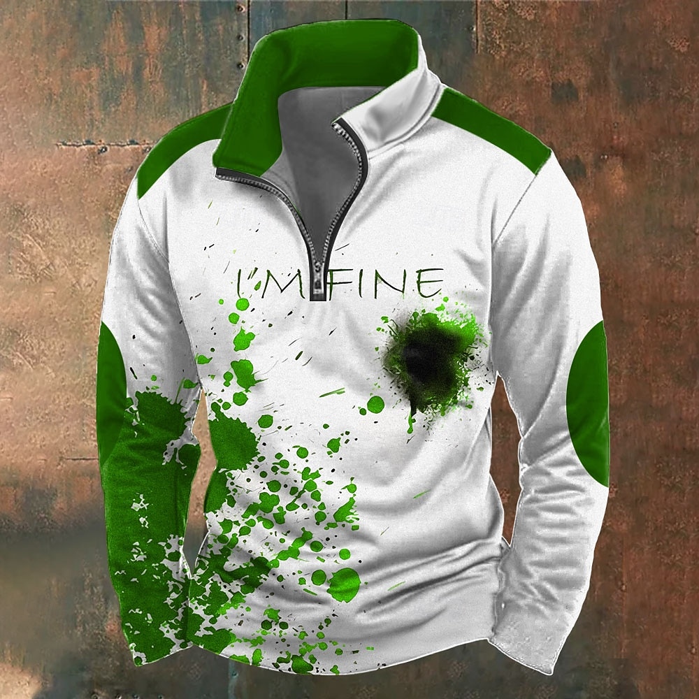 Halloween Per uomo Grafico Macchie di sangue Felpa Esagerato Gotico Manica Lunga Collo Alto Feste Club Rosso Blu Cerniera Zip a un quarto Autunno Inverno progettista del 2025 a $28.99 –P5