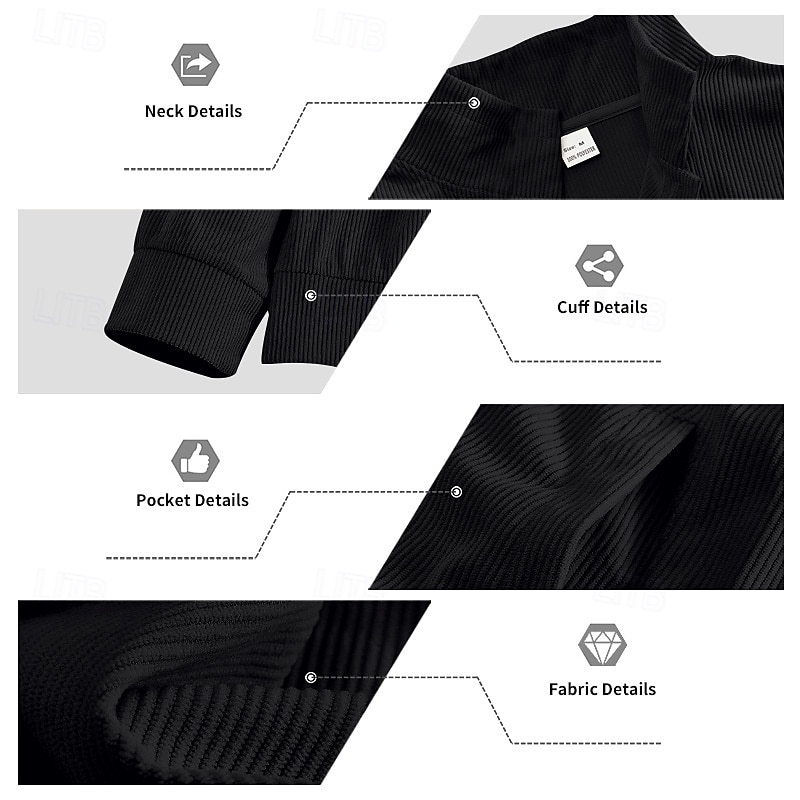 Herren Leichte Jacke Cordjacke Freizeitjacke Urlaub Täglich Atmungsaktiv Tasche Frühling Herbst Einfach Mode Klassisch Revers Regulär Schwarz Braun Hellgrau Armeegrün Aprikose Jacken 2025 - $29.99 –P4