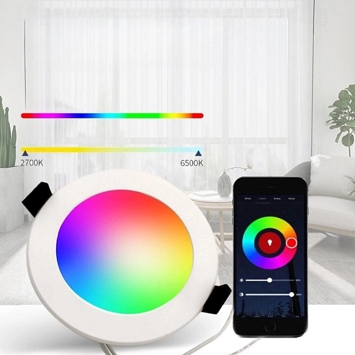 LED-taklampor infälld belysning wifi bluetooth, infälld taklampa, burklampor, rgb färgskiftande, dimbar, för sovrum, vardagsrum, köksbelysning i taket 2025 - $18.99 –P8