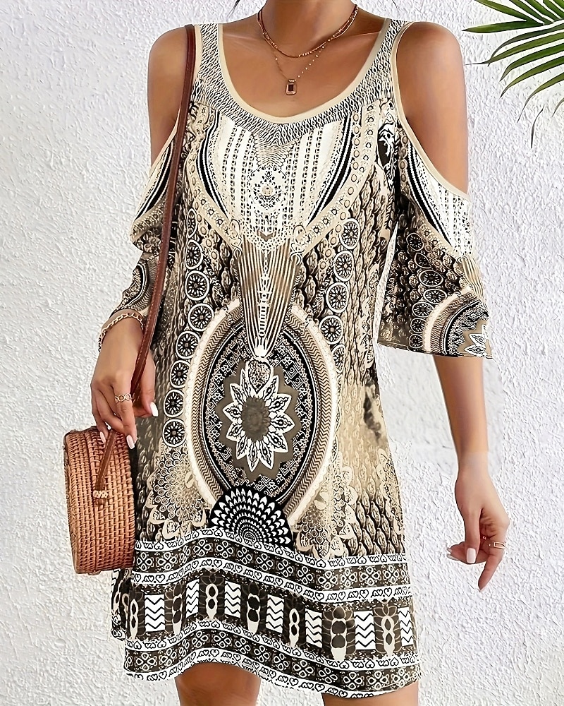Femmes Robe Midi Robe bohème Classique Moderne Vacances Fête Sortir Coupe régulière Fleur Sans manches Col ras du cou Bleu Violet Marron Vert Automne de 2025 ? $19.99 –P13