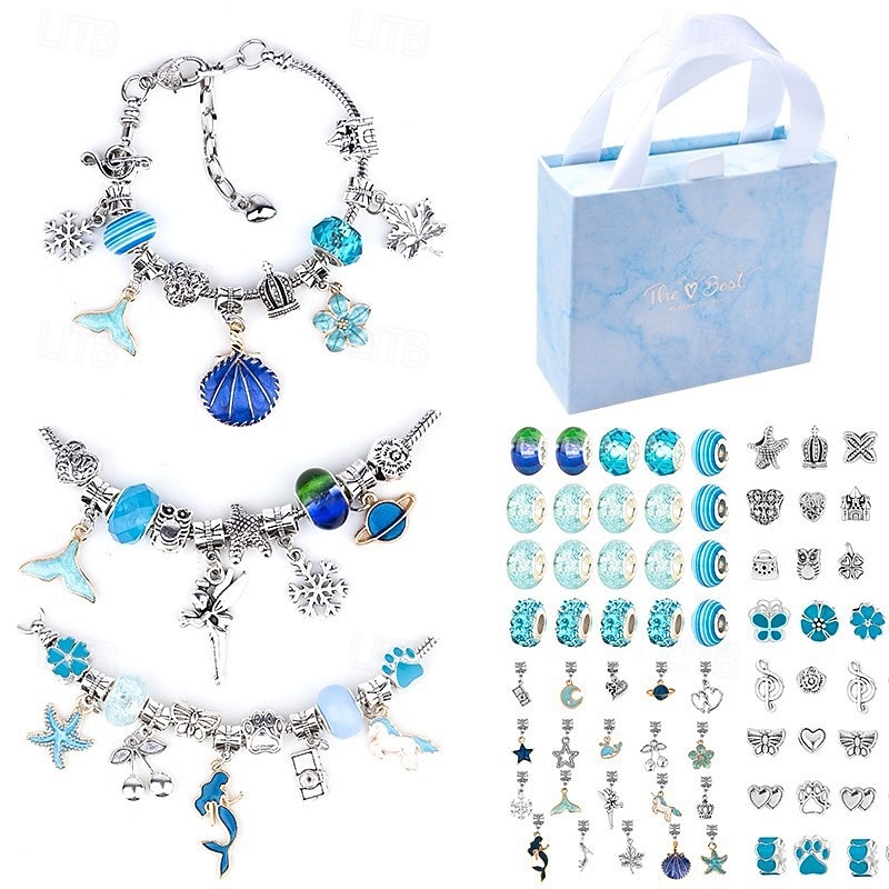 Conjunto de pulseiras de cristal faça você mesmo para crianças, kit para fazer joias com miçangas, design de desenho animado rosa, pulseira com pingentes artesanais, acessórios com caixa de presente de 2025 por $19.99 –P10