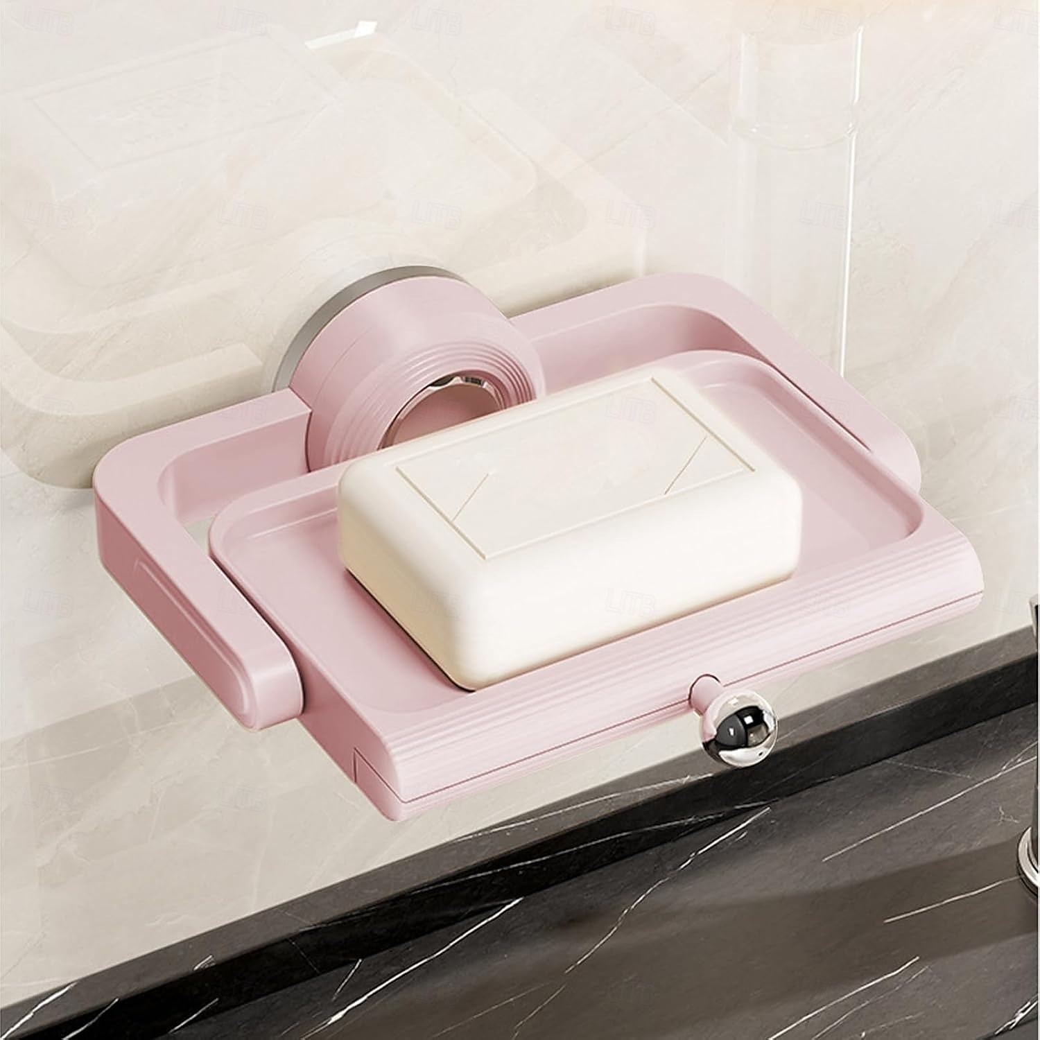 Wandgemonteerde zuignap roterende zeepbak met afvoer, niet-borende spons en zeeprek organizer, perfect voor douche, badkamer, bad en keukengootsteen 2025 - $13.99 –P11