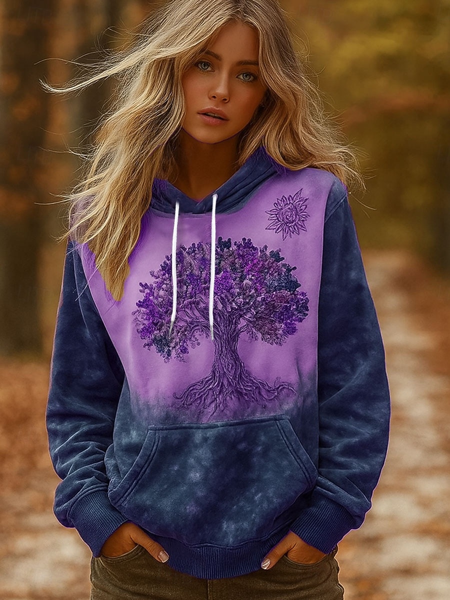 Mulheres Pulôver Moletom Com Capuz Gráfico Bloco de cor Casual Manga Longa Com Capuz Tops regulares Traje de festa para noite Rua Dia a Dia Azul Roxo Verde Cinzento Primavera Outono Inverno de 2025 por $27.99 –P2