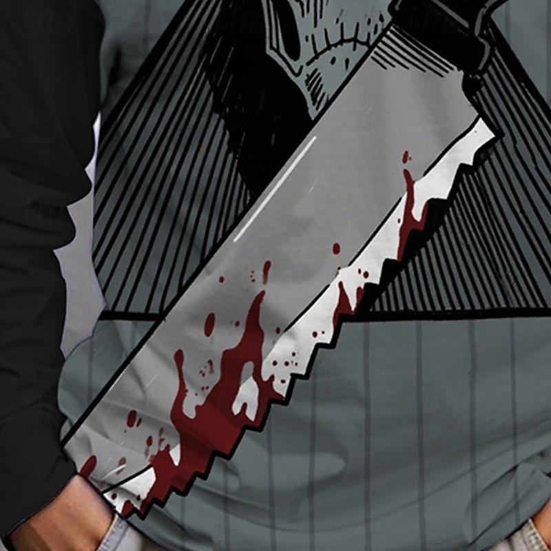 Halloween Pojkar 3D Dödskalle T-shirt Långärmad Vår Höst Mode Grundläggande Barn 4-12 år Rund hals Utomhus Ledigt Dagligen Normal 2025 - $13.99 –P5