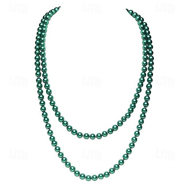 Naisten pitkä tekohelmikaulakoru - 1920-luvun flapper-tyylinen kerrostettu koru Gatsby-juhliin ja vintage-teemaisiin tapahtumiin 2026 - $11.99 –P8